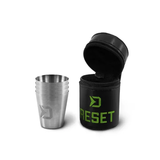 Delphin Rozsdamentes acél pohár készlet Reset 4in1 4 × 30 ml