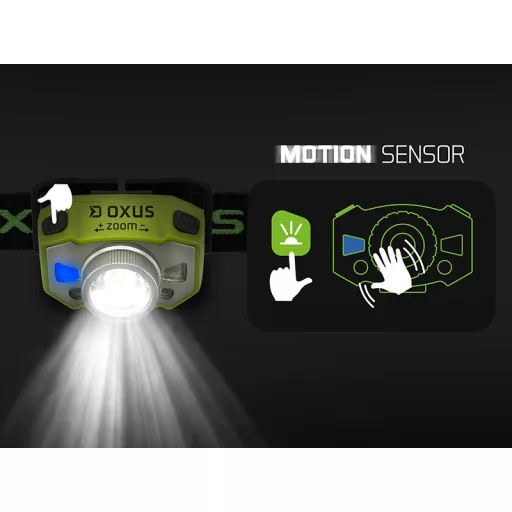 Delphin OXUS Zoom 5W 300lm 1200mAh 65 × 35 × 47 mm fejlámpa