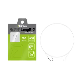   Delphin FDR LongRIG 100 cm 0,16 mm 10-es szakállas előkötött horog 8 db/csomag
