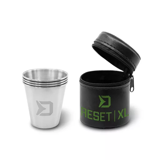 Delphin Reset XL 4v1 Rozsdamentes acél pálinkáspohár készlet 4 × 70 ml