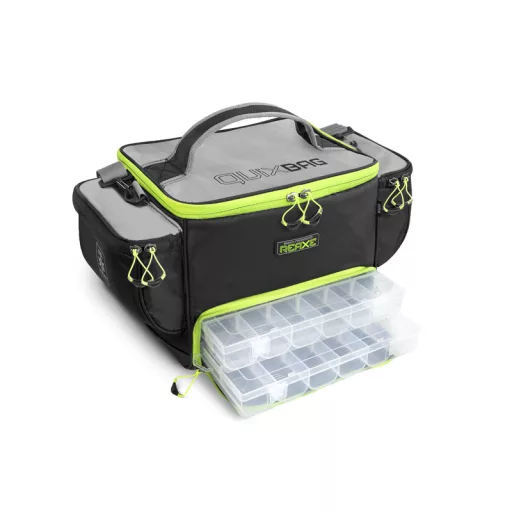 Delphin Reaxe QuixBAG 2xBOX XL hőszigetelt fekete/szürke/zöld horgásztáska 41 × 30 × 25 cm