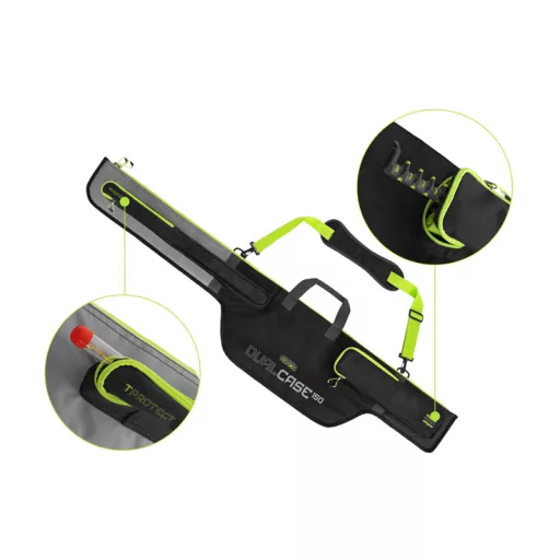 Delphin Reaxe DualCASE párnázott fekete/szürke/zöld botzsák 140 cm 2 rekeszes