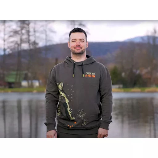 Delphin Catch Me Carp NX kapucnis sötétzöld S pulóver
