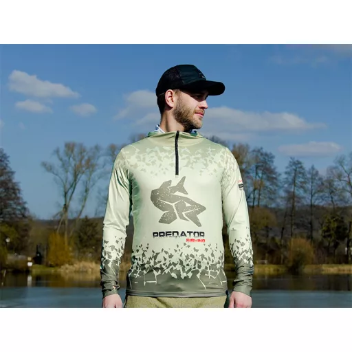 Delphin UV Armor 50+ Predator kapucnis hosszú ujjú világoszöld póló S