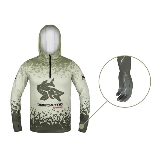 Delphin UV Armor 50+ Predator kapucnis hosszú ujjú világoszöld póló M