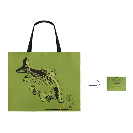 Delphin ShopBAG Carp bevásárlótáska zöld/fekete bevásárlótáska 50 × 45 cm