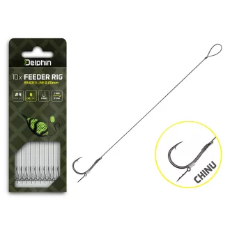   Delphin Braided Sting Chinu 4-es 0,2 mm 12 cm szakállas előkötött horog 10 db/csomag