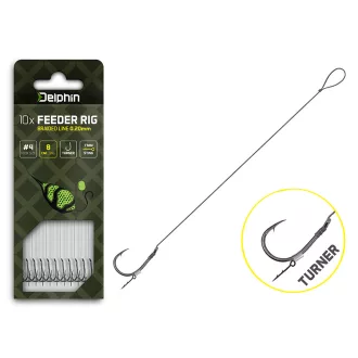   Delphin Braided Sting Turner 8-as 0,14 mm 8 cm fonott csalitüskés szakállas előkötött horog 10 db/csomag