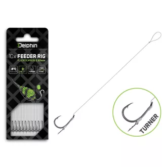   Delphin Fluoro Sting Turner 8-as 0,22 mm 8 cm fluorocarbon csalitüskés szakállas előkötött horog 10 db/csomag