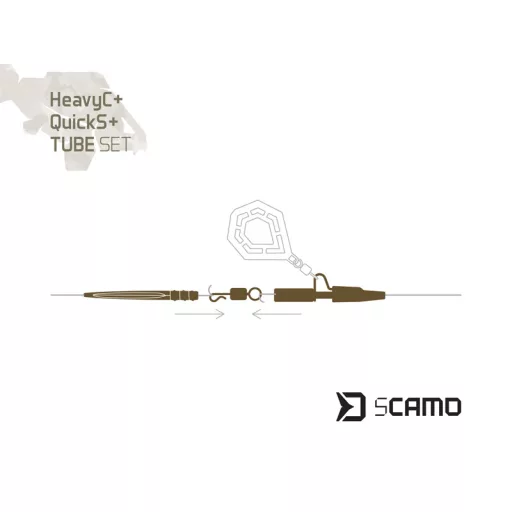 Delphin sCAMO HeavyC + QuickS + Tube szett #4 pontyozó szerelék készlet 5 db/csomag