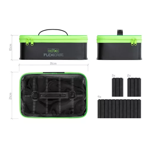 Delphin Reaxe FlexiCASE EVA fekete/zöld szerelékes táska 31 × 10 × 21 cm