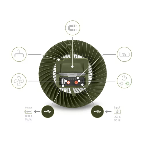 Delphin Ventix Ventilátor világítással 7W 4400mAh 4400 mAh 17 × 6,5 cm kempinglámpa