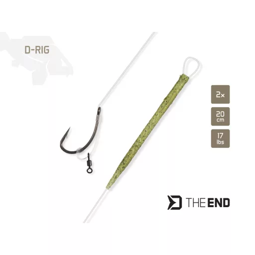 Delphin The End D-Rig 4-es 20 cm szakállas bojlis előkötött horog 2 db/csomag