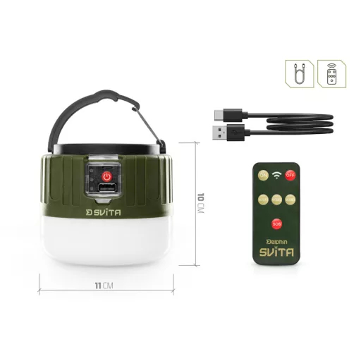 Delphin SVITA kemping lámpa távirányítóval 4W 180lm 3600mAh 10 × 11 cm kempinglámpa