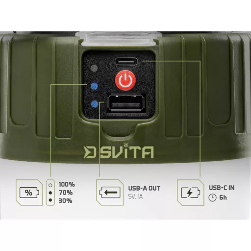 Delphin SVITA kemping lámpa távirányítóval 4W 180lm 3600mAh 10 × 11 cm kempinglámpa