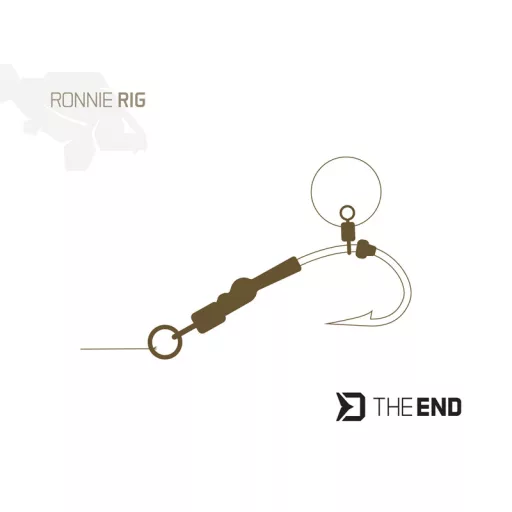 Delphin Fűzliget The End Ronnie Rig 6-os szakállas bojlis horogelőke csalirögzítő forgóval 4 db/csomag