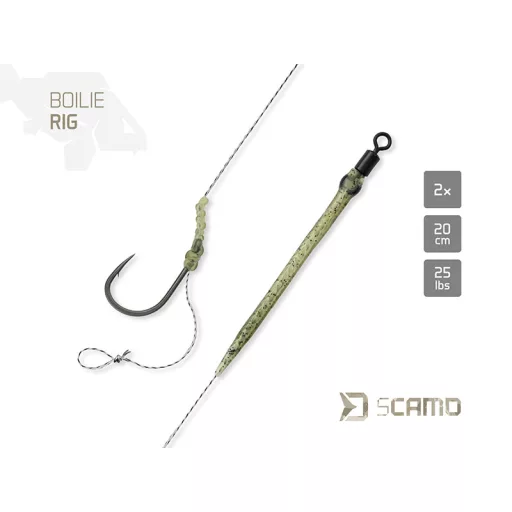 Delphin sCAMO Boilie Rig 8-as 20 cm szakállas bojlis előkötött horog 2 db/csomag
