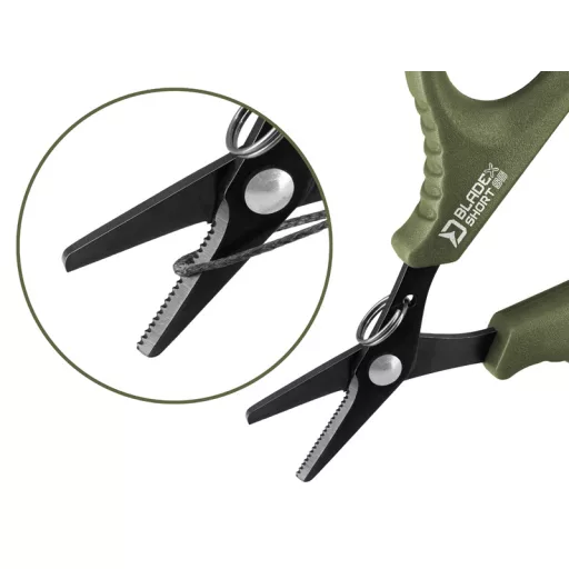 Delphin BladeX Short SS fogazott horgászolló 9,5 cm zsinórvágó olló