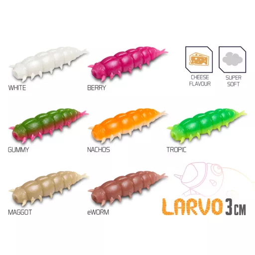 Delphin LARVO Cheese BERRY 3 cm 15 db/csomag lágy műcsali