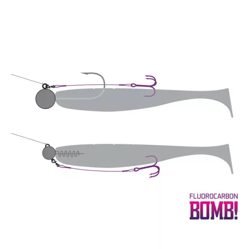 Delphin Bomb! Twisto Rigs Fluorocarbon #6 10 cm ragadozóhalas szerelék 3 db/csomag
