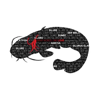 Delphin WORDS harcsamotívumos matrica, 92 × 55 mm