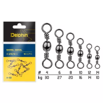 Delphin hordós A-02 BN 14 fekete nikkel forgó 10 db/csomag