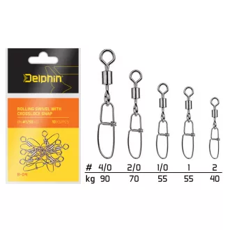 Delphin hengeres Crosslock BN 4/0 fekete nikkel forgókapocs