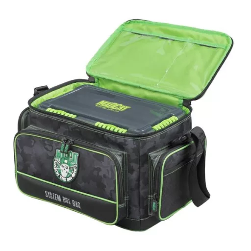 MADCAT System Box 18 l 3 dobozzal horgásztáska 25 × 50 × 30 cm