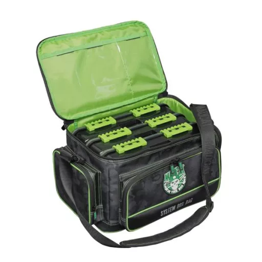 MADCAT System Box 18 l 3 dobozzal horgásztáska 25 × 50 × 30 cm