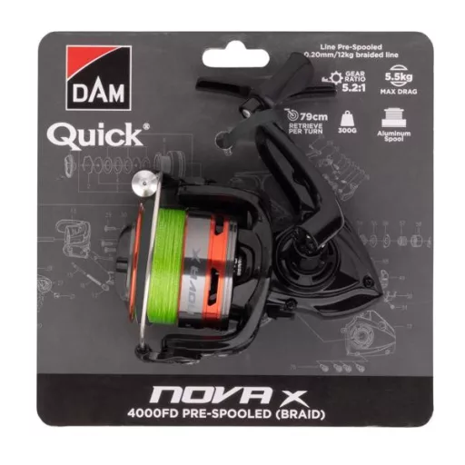 DAM QUICK NOVA X FD/0,15 mm BRAID CARD 2500 elsőfékes orsó