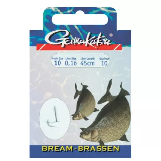   Gamakatsu Bream BKS-1310N 10-es 45 cm ezüst szakállas előkötött horog 10 db/csomag
