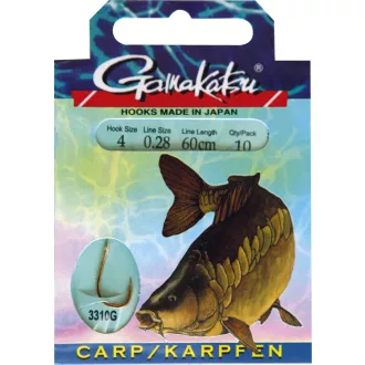   Gamakatsu Carp . BKG-3310 g 10-es 45 cm arany szakállas előkötött horog 10 db/csomag