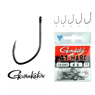   Gamakatsu LS-2263NSB A1 6-os fekete füles szakállas horog 15 db/csomag