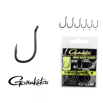   Gamakatsu G-Carp Wide Gape Super 10-es fekete füles szakállas horog 10 db/csomag