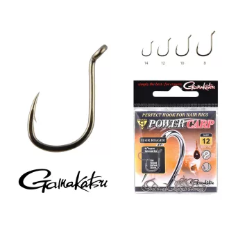   Gamakatsu Power Carp Hair Rigger 10-es fekete füles szakállas horog 10 db/csomag