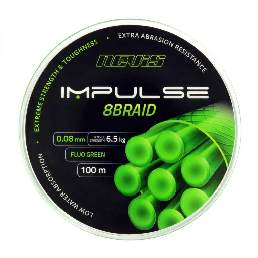 Nevis Impulse 8Braid 0,08 mm 100 m fluo zöld fonott főzsinór