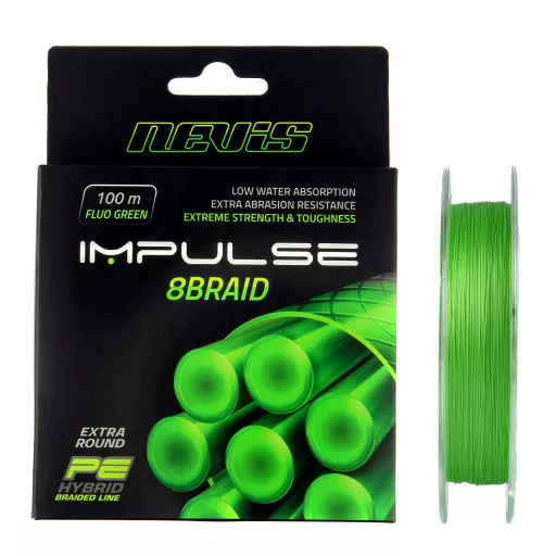 Nevis Impulse 8Braid 0,12 mm 100 m fluo zöld fonott főzsinór