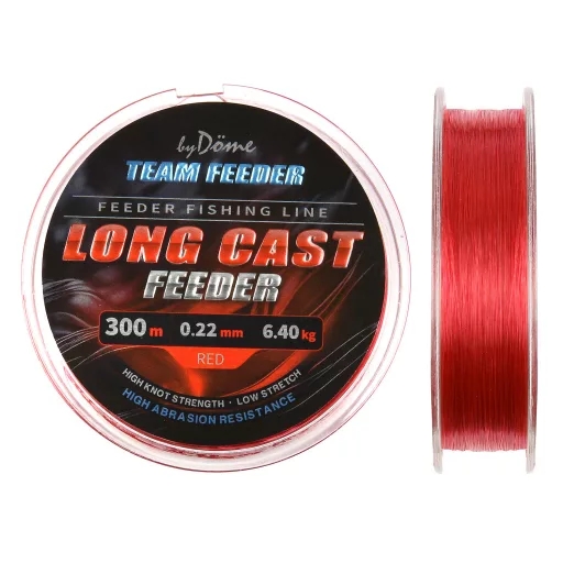 By Döme Team Feeder Long Cast 0,25 mm 300 m piros monofil főzsinór