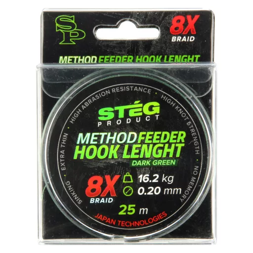 Stég Method Feeder 0,16 mm 25 m sötétzöld fonott előkezsinór