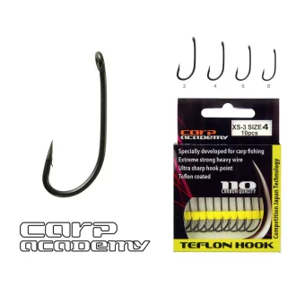   Carp Academy Teflon XS-3 8-as fekete bojlis szakállas horog 10 db/csomag