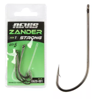   Nevis Zander erősített 2-es fekete szakállas ragadozóhalas horog 5 db/csomag