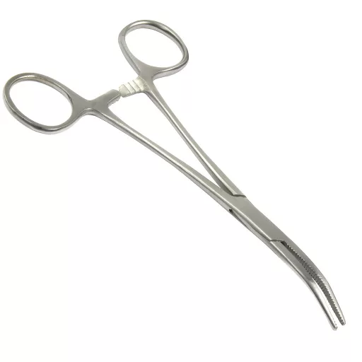 Nevis Horogkiszedő csipesz 20 cm hajlított 3111 ezüst érfogó csipesz