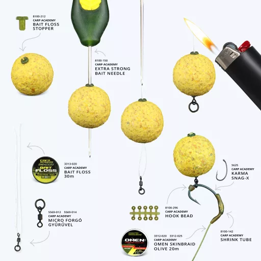 Carp Academy Bait Floss 4 × 5 mm zöld horog stopper 20 db/csomag