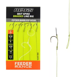   Nevis feeder csalitüskével horoggal 8-as 8,5 cm fekete szakáll nélküli előkötött horog 5 db/csomag