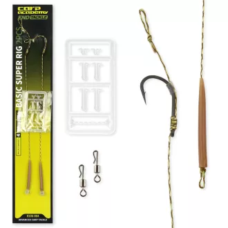   Carp Academy Basic Super 2-es 25 cm fekete szakállas előkötött horog 2 db/csomag