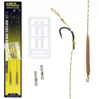   Carp Academy Basic Super Teflon 8-as 25 cm fekete szakállas előkötött horog 2 db/csomag