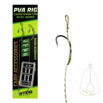   Stég PVA 12 cm 8-as fekete szakállas előkötött horog 2 db/csomag