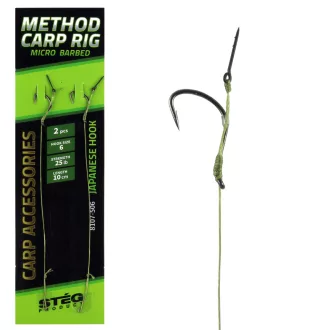   Stég method Carp tüskével 10 cm 10-es fekete szakállas előkötött horog 2 db/csomag