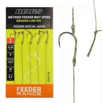   Nevis Feeder Special 10-es csalitüskés fonott feeder szakállas előkötött horog 5 db/csomag