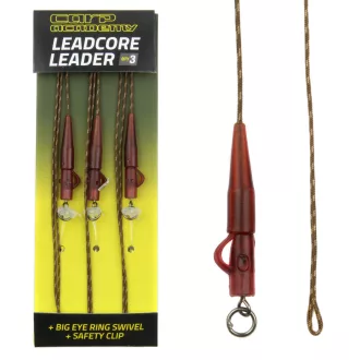  Carp Academy Leadcore Leader 35 lb 75 cm barna ólombetétes szerelék nagy karikás forgóval 3 db/csomag